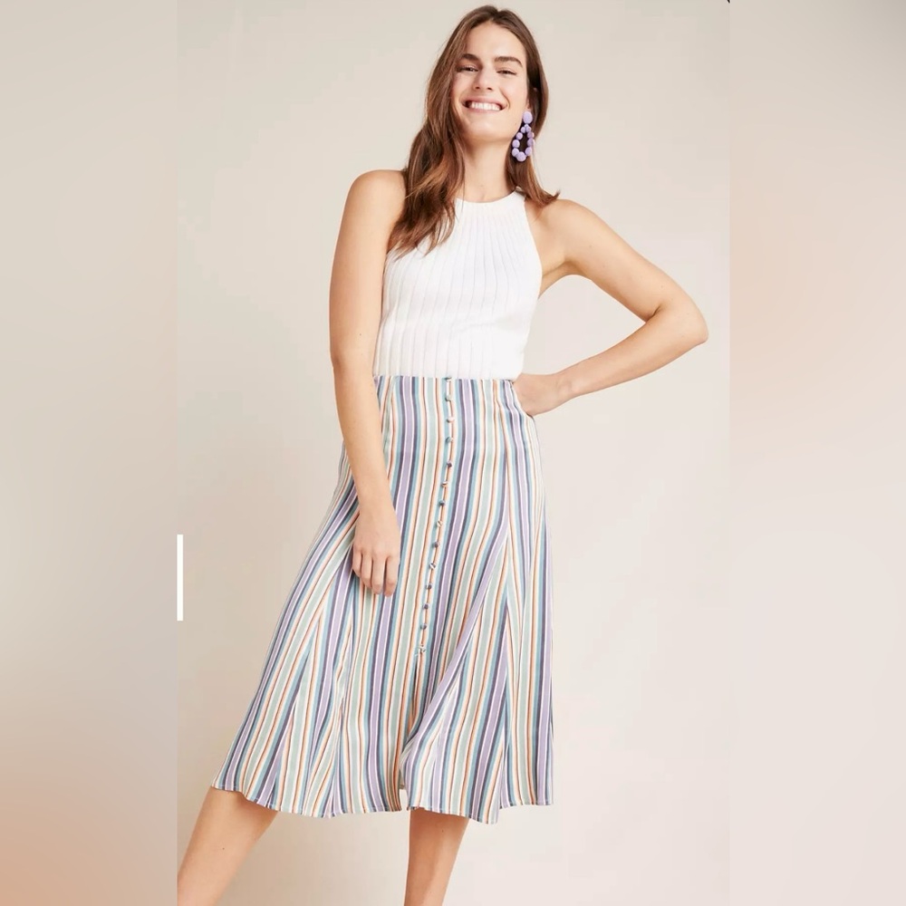 Anthropologie Striped Long Flowing Skirt